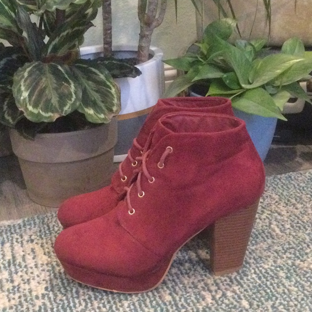 Suede Bootie - Wine Red